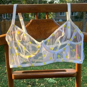 Le Petit Trou Yellow Polka Dot Sheer Bralette